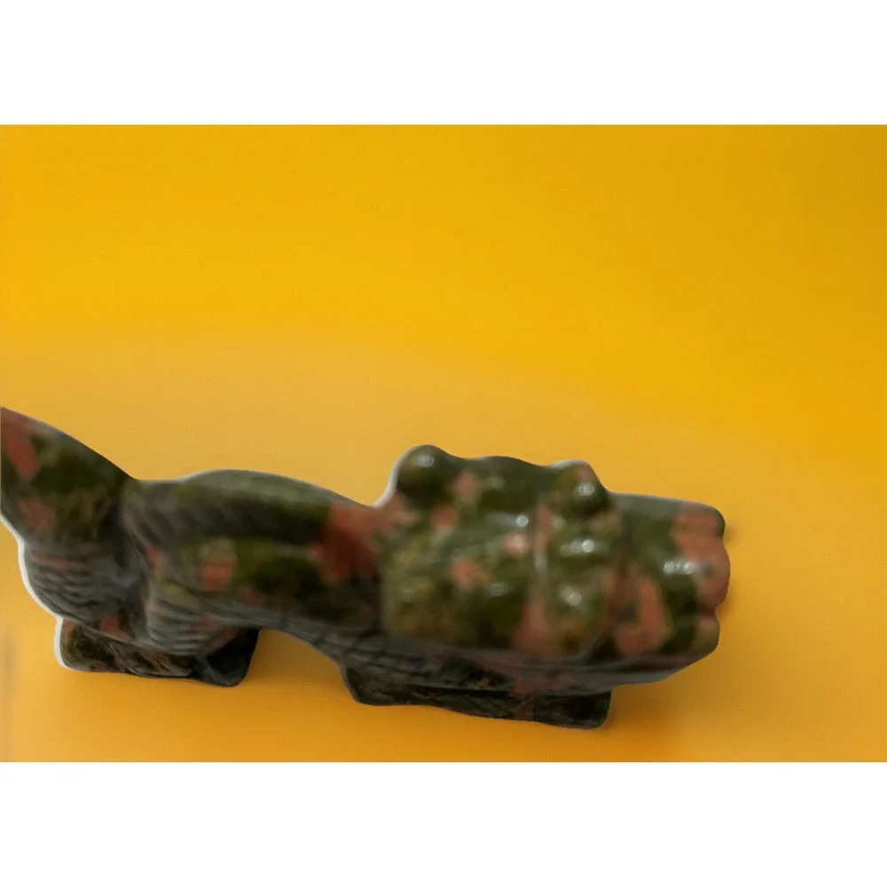 Unakite Feng Shui Pi Xiu Stone Carved Natural Carving Green Pink Mini Fetish Dog